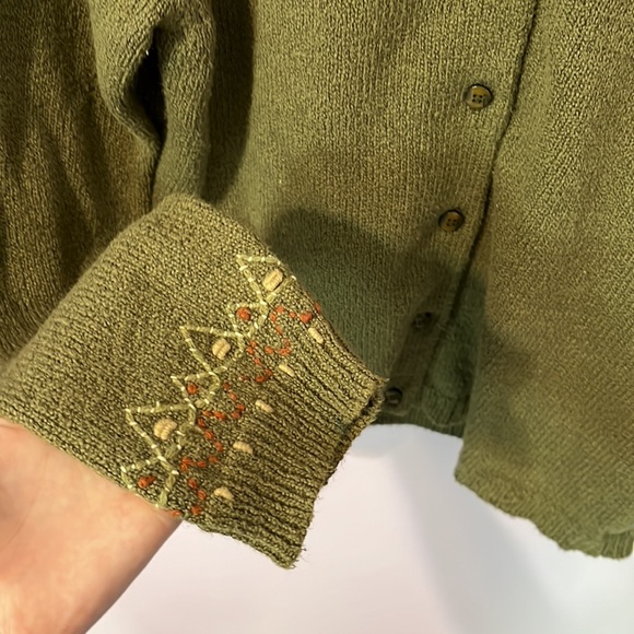Woolrich Green Wool Embroidered Cardigan Sweater - Picture 6 of 13